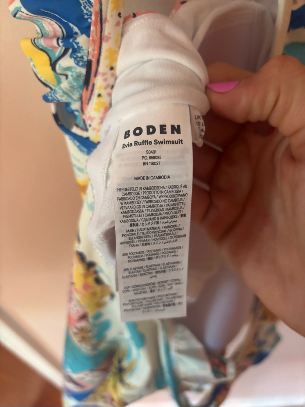 Boden Evia Ruffle One Piece Swimsuit Paradise Bay 14 like New summer - Picture 7 of 9